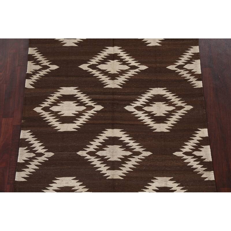 Natural Dye Kilim Geometric Tribal Oriental Area Rug Wool Hand-woven - 4'9" x 6'6"