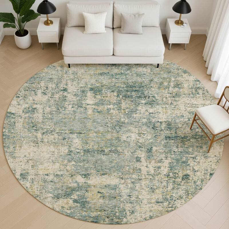 Premium Washable Super Soft Abstract Casual Mayfield Rug - Aloe - 8' x 8'