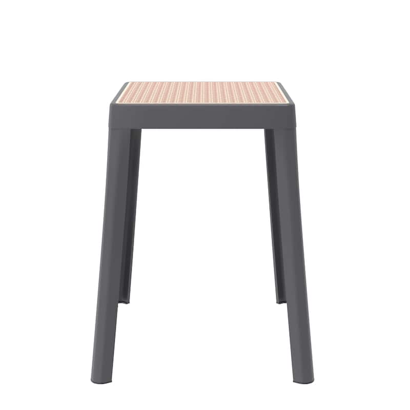 Tresse Modern Stackable Dining Stool with Wicker Seat for Dining Room, Garden, Patio, Indoor or Outdoor - No Assembly Required