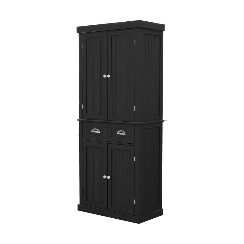 Anmytek 71 inch Tall Kitchen Pantry Storage Cabinet with 4 Doors and Drawer Black