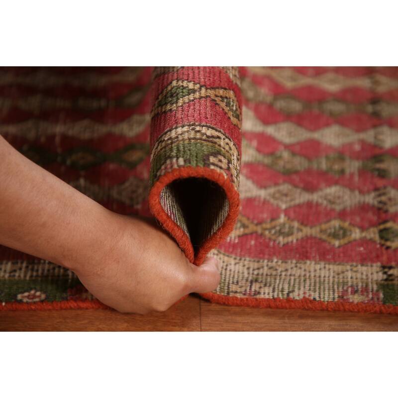 Vegetable Dye Tabriz Persian Antique Runner Rug Handmade Wool Carpet - 2'7"x 10'1"