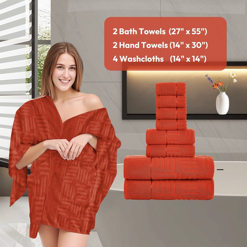 Luxury Jacquard 8 Piece Bath Towels Set