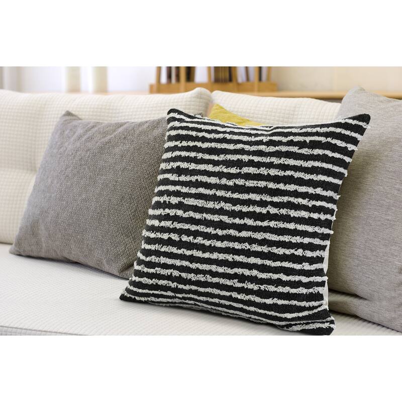 Sevita Black Wispy Ways Throw Pillow - 20" x 20" - Polyester