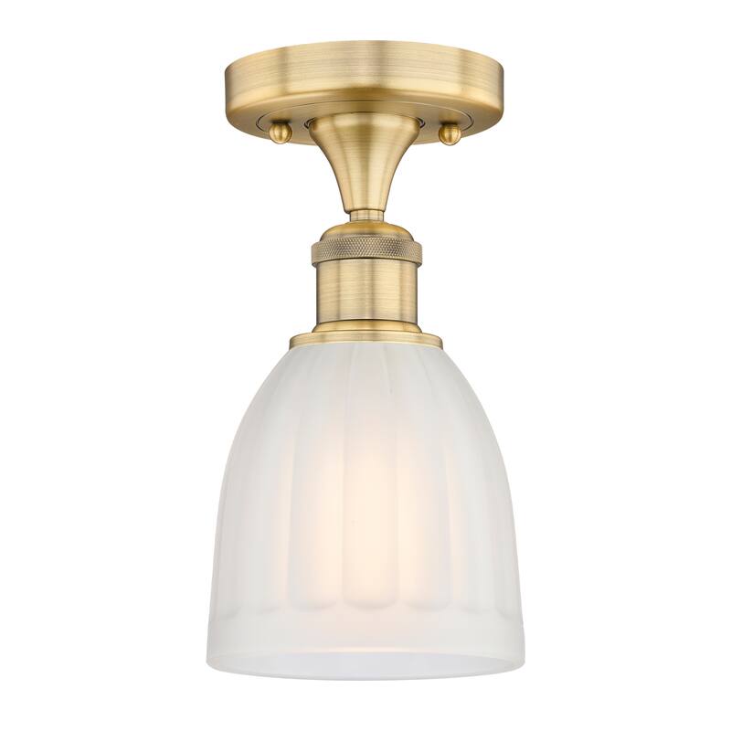 Innovations Lighting Brookfield - 1 Light 6" Semi-Flush Mount - Brushed Brass/White
