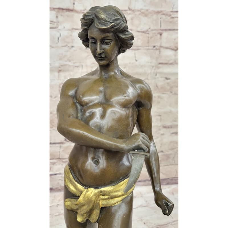 Young Tarzan Killing Imitative Leopard 100 Percent Solid Bronze Statue Sculpture Figurine