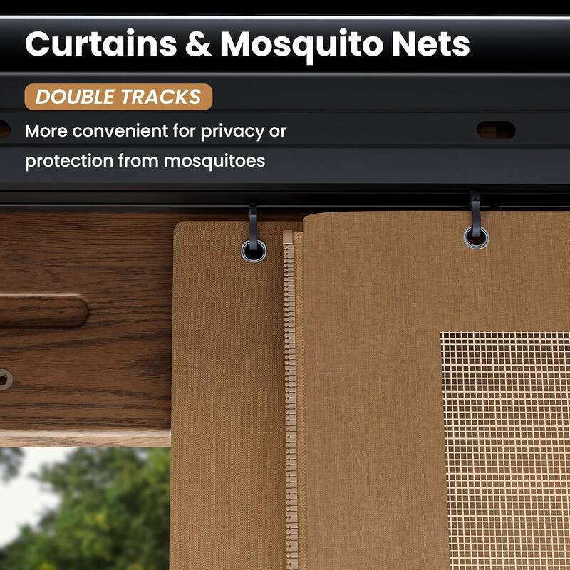 COSIEST 10'x12'Hardtop Gazebo with Netting and Curtains