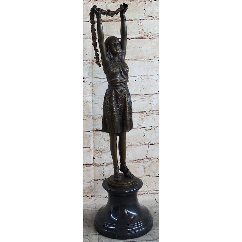 Tall 19 Inches Signed Chiparus Flower Dancer Bronze Statue Sculpture Figurine Figure