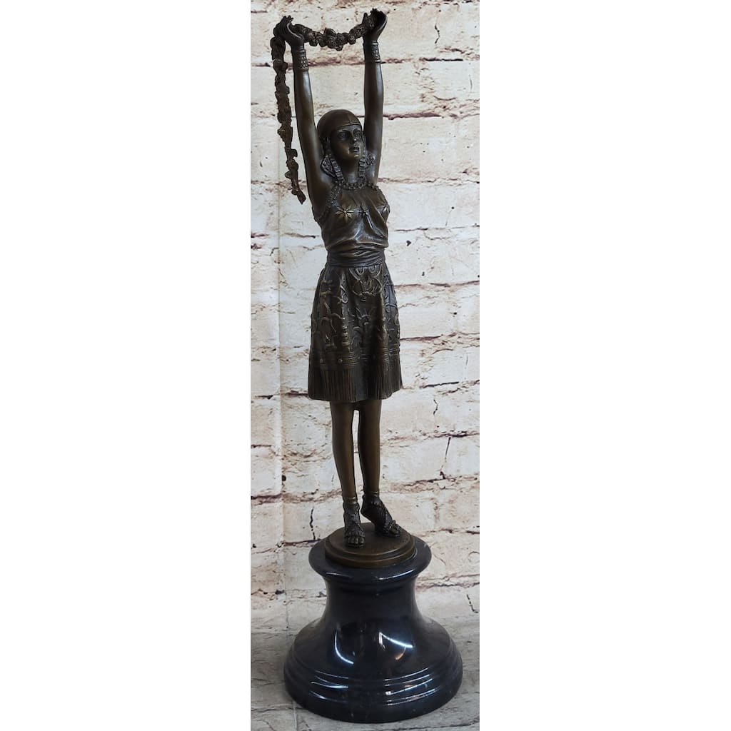 Tall 19 Inches Signed Chiparus Flower Dancer Bronze Statue Sculpture Figurine Figure