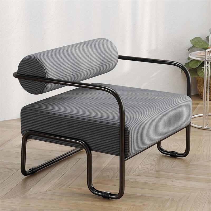Corduroy Fabric Sofa Chair with Iron Frame, Lazy Individual Chair
