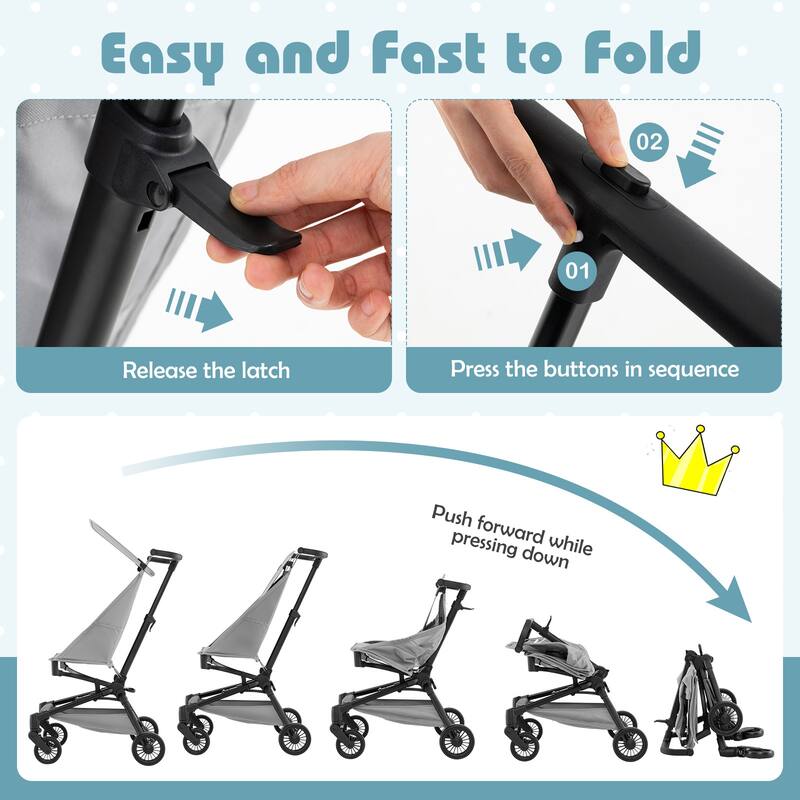 Gymax Lightweight Baby Stroller Compact & Airplane-Friendly Travel