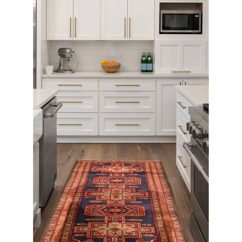 ECARPETGALLERY Hand-knotted Konya Anatolian Navy Wool Rug - 3'8 x 10'3