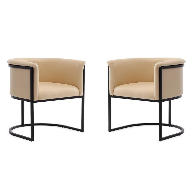 Bali Saddle and Black Faux Leather Dining Chair (Set of 2) - Tan