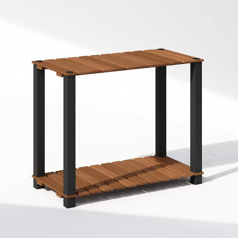 2 Tiers Wood Household Shelving Unit in Natural/Black (23.6 in. W x 19.7 in. H x 11.8 in. D) - 23.6