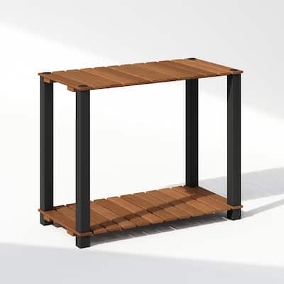 2 Tiers Wood Household Shelving Unit in Natural/Black (23.6 in. W x 19.7 in. H x 11.8 in. D) - 23.6