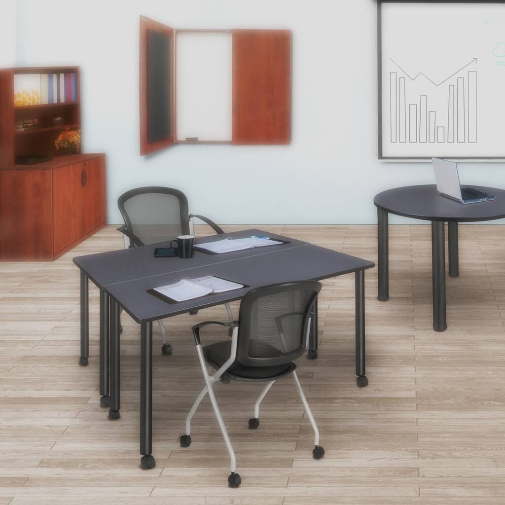 48 x 24 in. Mobile Training Seminar Table- Grey Top, Black Legs