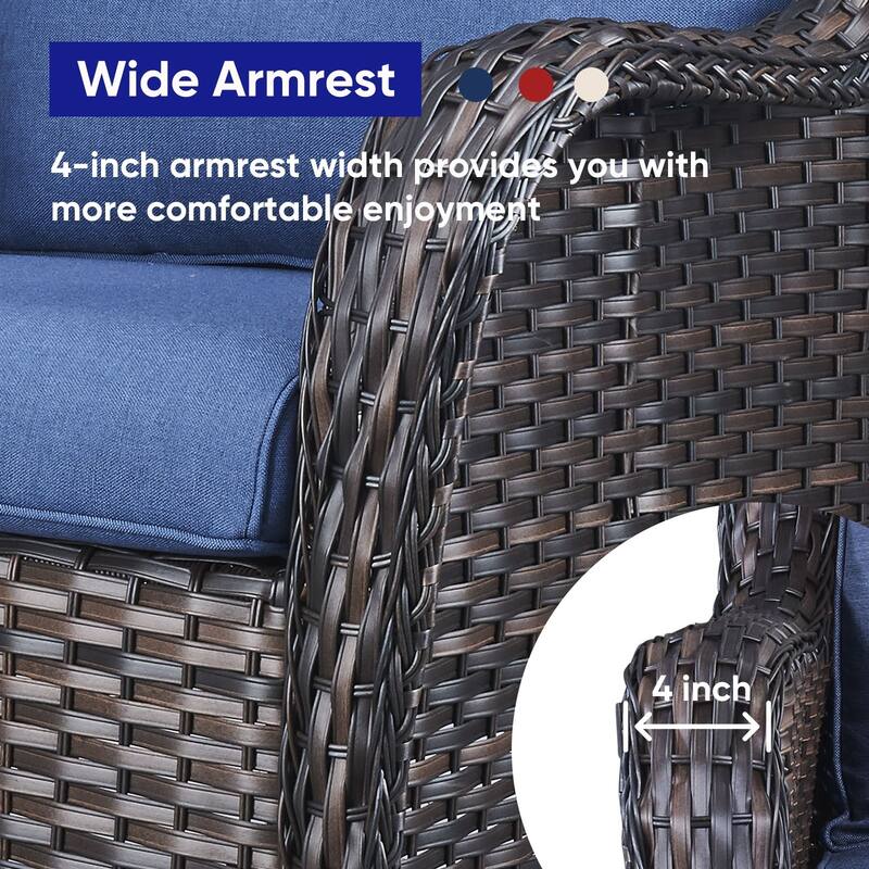 Gymojoy Patio Rattan Loveseat Sofa Outdoor Wicker Loveseat