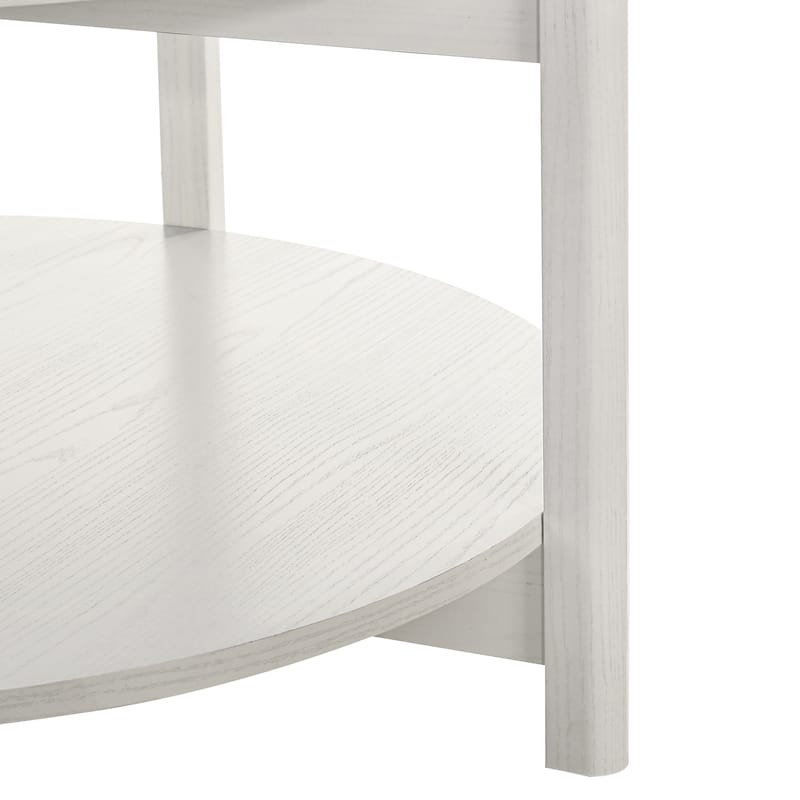 Furniture of America Rovion Round Wood Coffee Table with Open Bottom Shelf