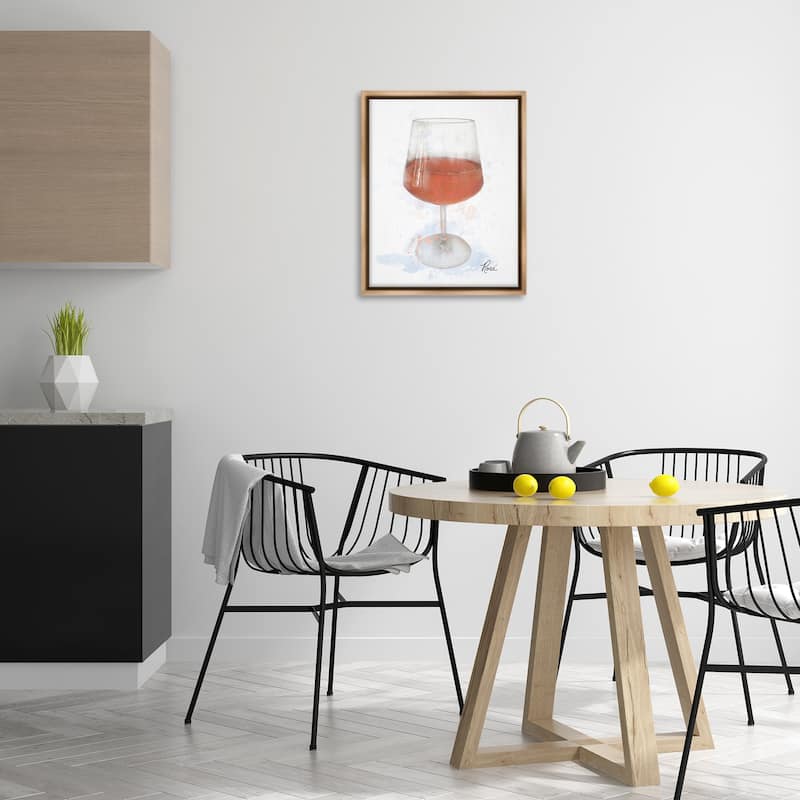 Stupell Modern Rosé in Glass Framed Floater Canvas Wall Art Design By Matthew Piotrowicz