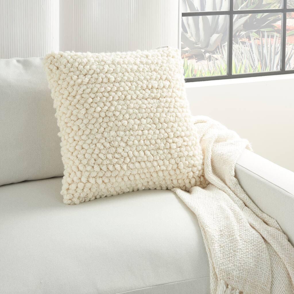 The Curated Nomad Cantera Loops Ivory Throw Pillow (20-inch x 20-inch)
