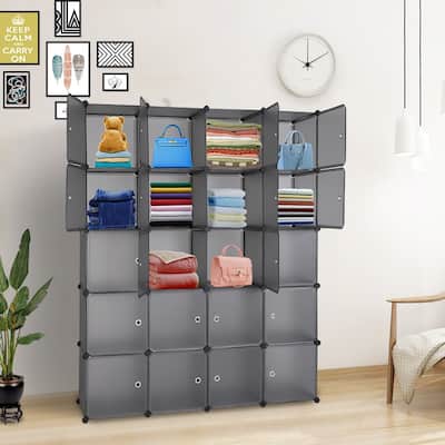 Stackable Cube Storage Shelves with Hanging Rod