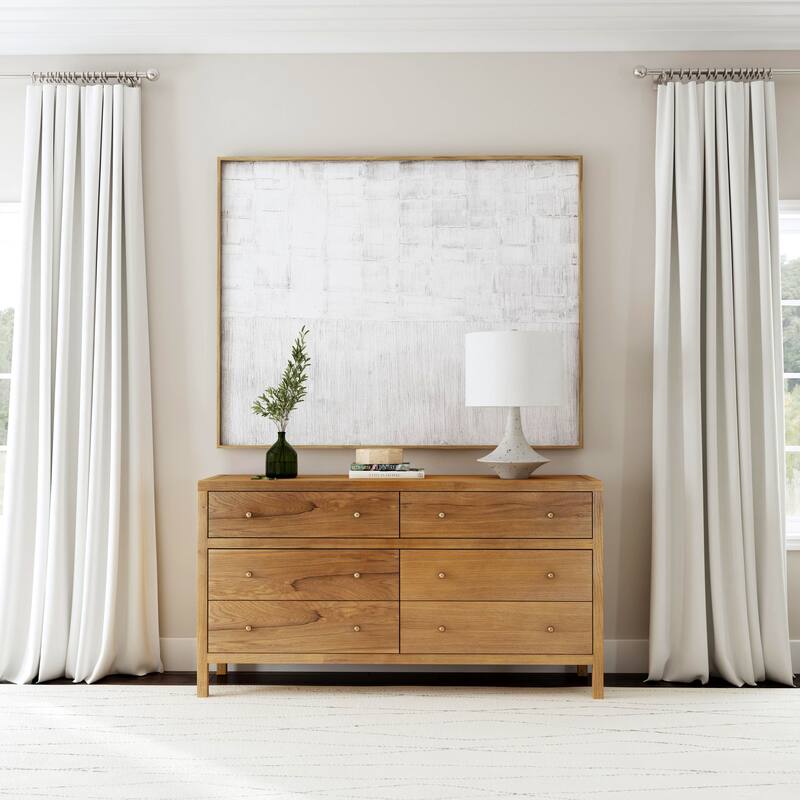 Nora 6-Drawer Wood Wide Dresser - Light Natural
