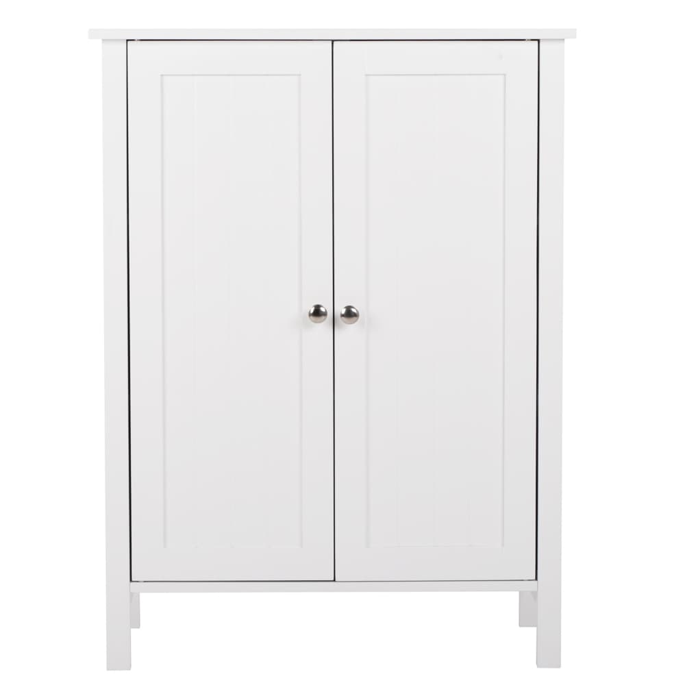 White Double Doors Adjustable Freestanding Bathroom Cabinet - 23.62" x 11.81" x 31.50"