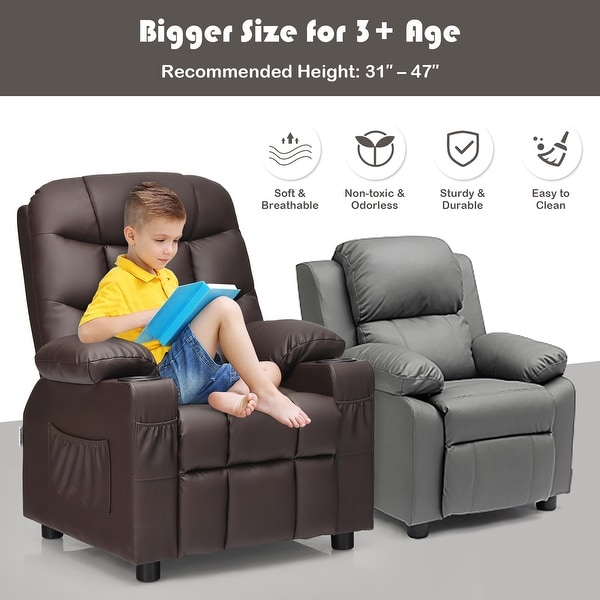 Child size recliner sales with cup holder