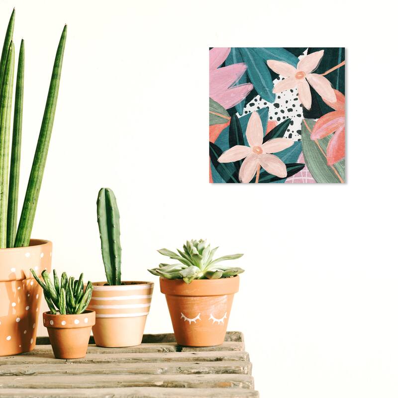 Wynwood Studio Canvas Floral and Botanical Nature s Foliage Pink and Modern & Contemporary Wall Art Canvas Print - 12 x 12