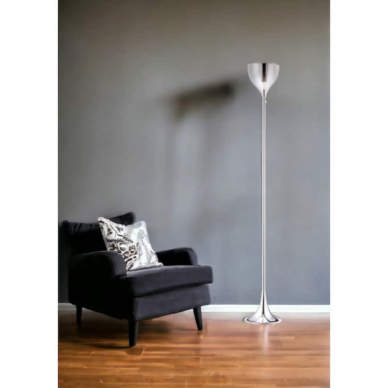 67 Inch Steel Floor Lamp with Silver Bell Shade Modern Design - 9.80” x 9.80” x 66.90”
