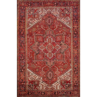 Hand Knotted Oriental 100% Wool Carpet Traditional Medallion Red Heriz Area Rug - 11' 2'' X 8' 4''