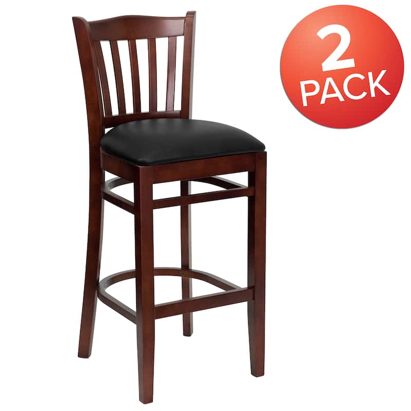 2Pk Vertical Slat Back Wood Restaurant Barstool - Hospitality Seating