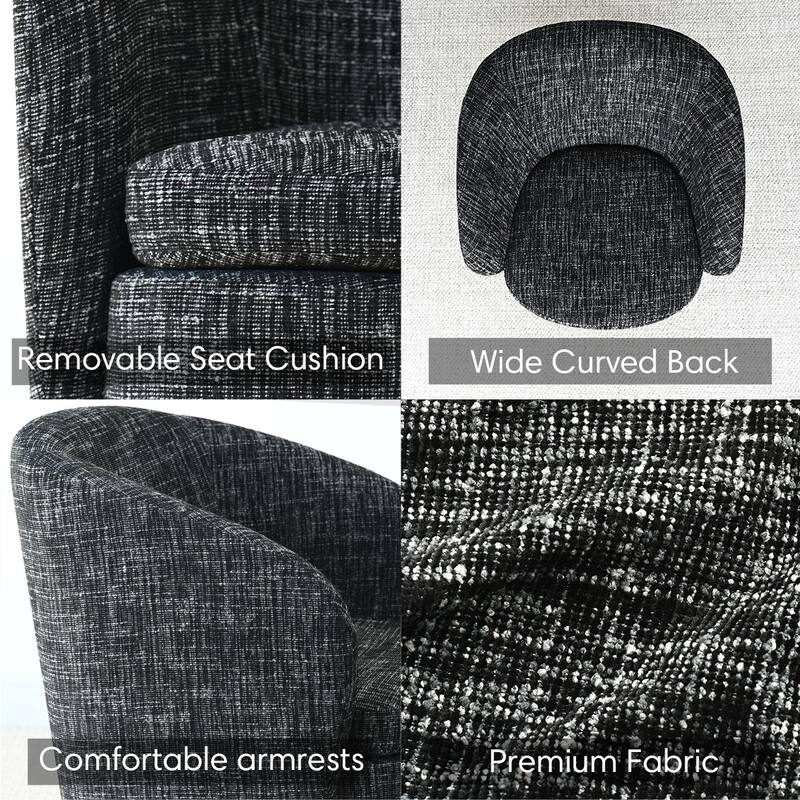 Upholstered 360° Swivel Barrel Chair with Curved Backrest