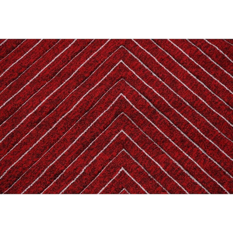 Red Chevron Style Transitional Oriental Turkish Rug Modern Carpet