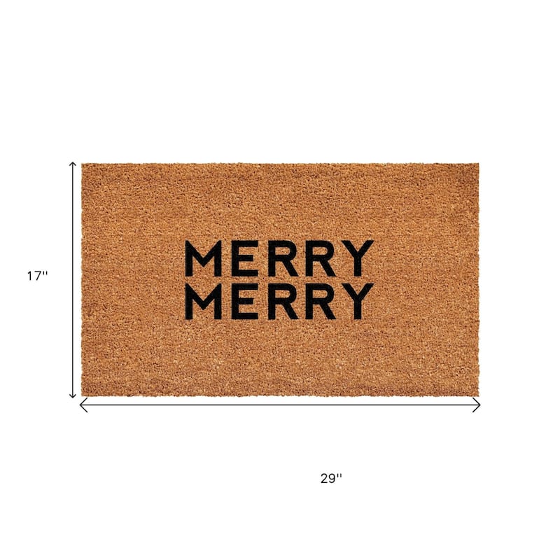 HomeRoots 17" X 29" Brown And Black Christmas Outdoor Coir Door Mat - 17.00' X '29.00