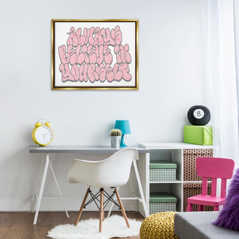 Stupell Believe in Yourself Graffiti Framed Floater Canvas Wall Art Design By Marcus Prime