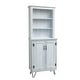 preview thumbnail 23 of 29, 78-inch Tall Lodge Style China Cabinet with 3 Display Shelves, 2 Doors, and 4 Legs White Top & Base