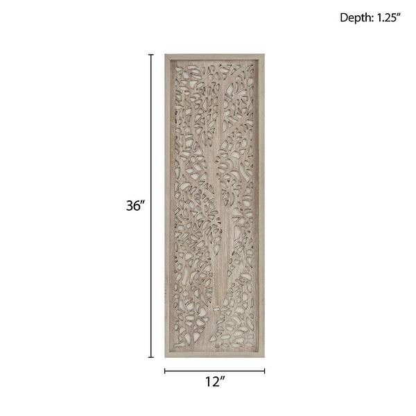 12 in. W x 36 in. H Laser Cut Tree Framed Panel Wall Decor, Rustic and Stylish Home Art by Emily Warne
