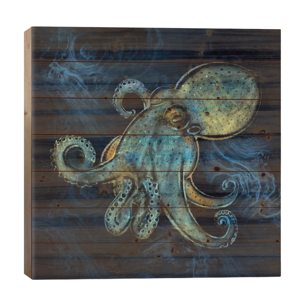 Mykonos Octopus Print On Wood by Thomas Little - Multi-Color