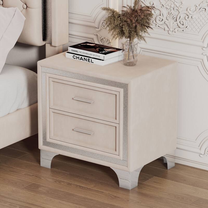 Beige Sofa Side Table Coffee Table Bedroom Bedside Table Nightstand Dresser Lamp Table Storage Cabinet - Beige