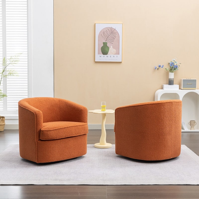 SEYNAR Modern Boucle Upholstered 360 Degree Swivel Accent Club Chair Set of 2