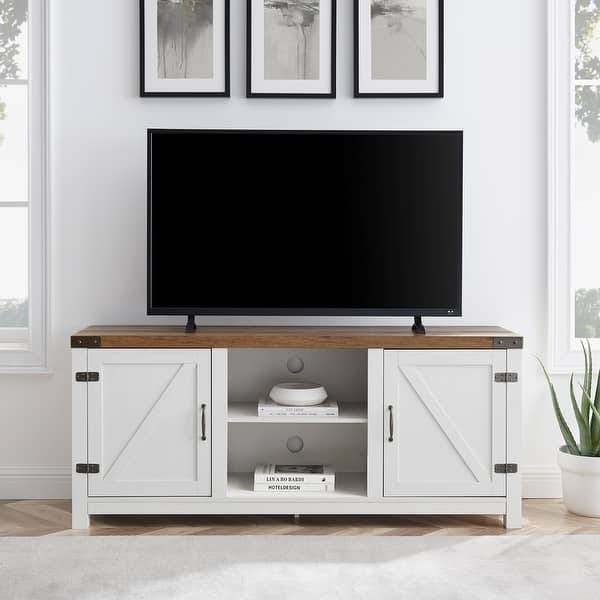 slide 2 of 100, Middlebrook Firebranch 58-inch Barn Door TV Stand