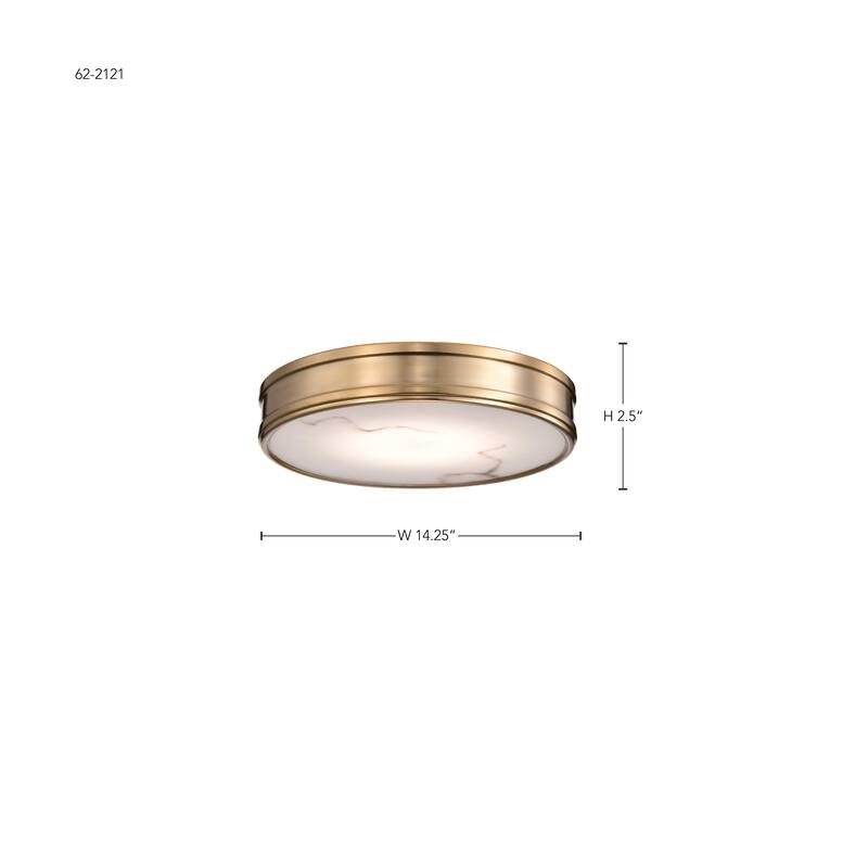 Kendall - 14 Inch LED Flush Mount - Burnished Brass with Alabaster Glass - Burnished Brass