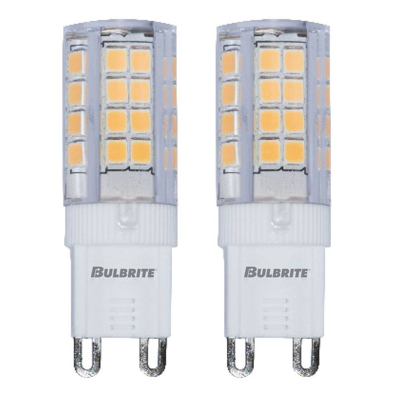 Bulbrite Pack of (2) Clear Mini Bi-Pin (G9) LED Bulb - 330 Lumens, 2700K, and 80 CRI - 3.5 Watt Clear Mini T5