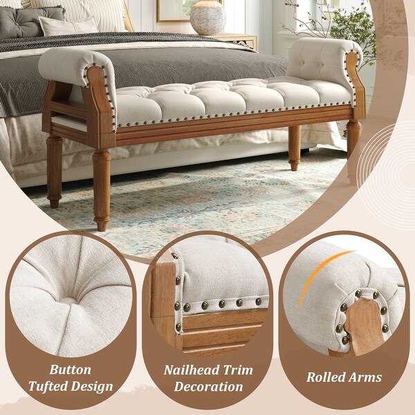 Christopher Knight Home - Mid-Century Indoor Bench, Wooden Frame
