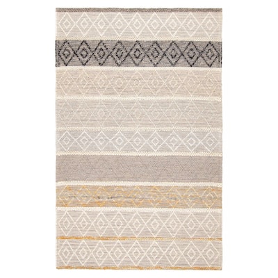 ECARPETGALLERY Braid weave Sienna Cream Wool Rug - 5'0 x 7'11