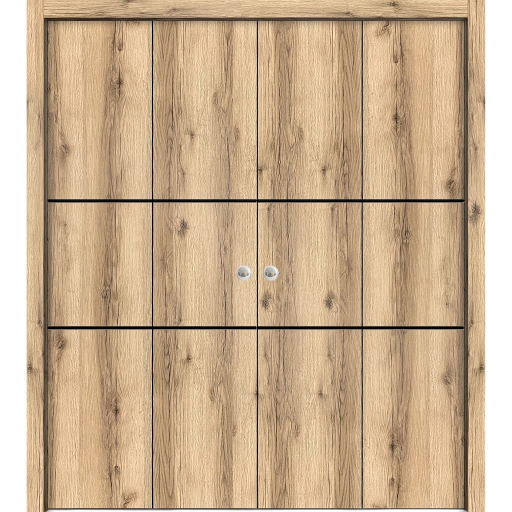 Double Bi-fold Doors Planum 0014 Oak with Sturdy Tracks