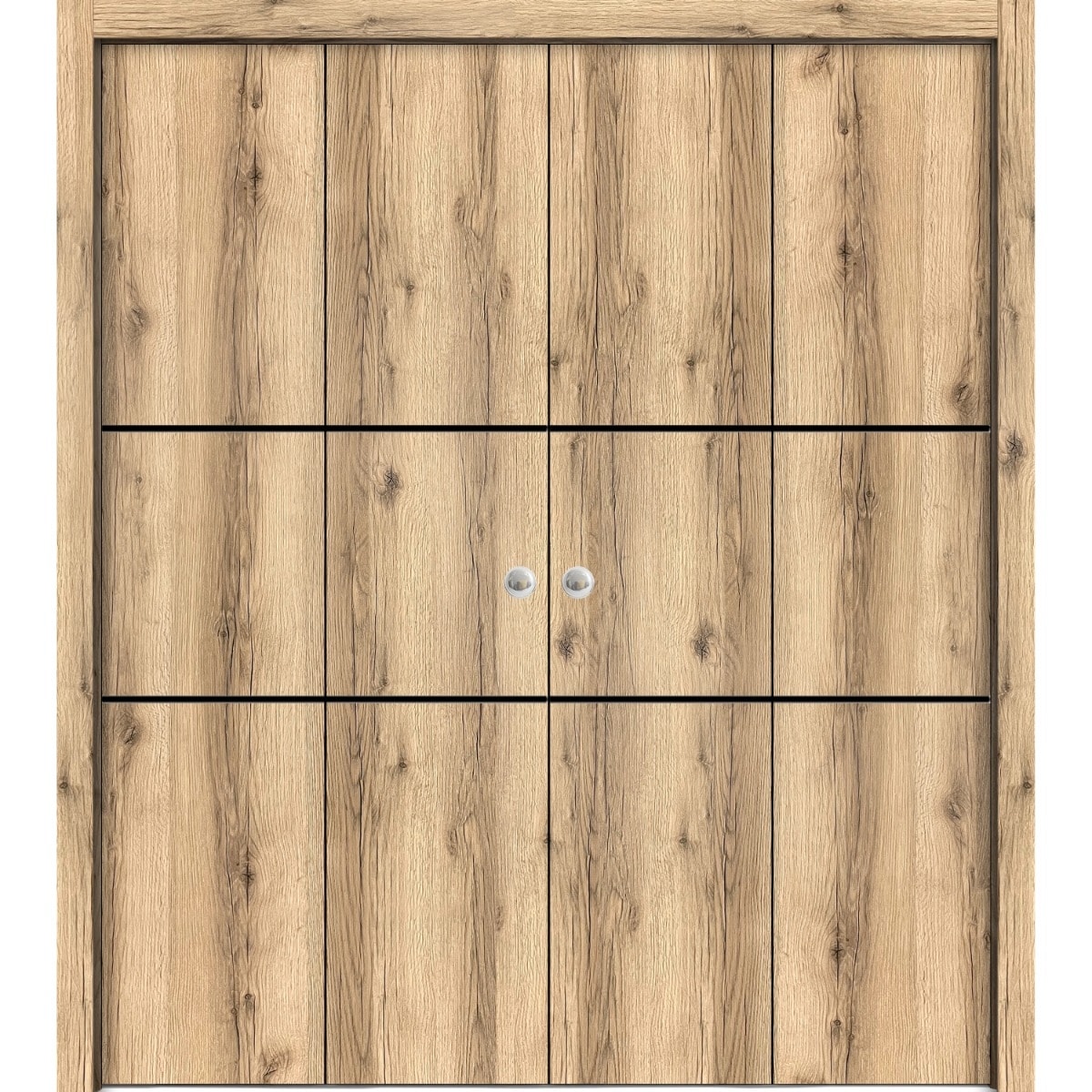 SartoDoors Planum 0014 | Closet Door Bi-fold Door | Solid Wood | Hardware Set | 18x80, Oak Bedroom Door Bathroom Door