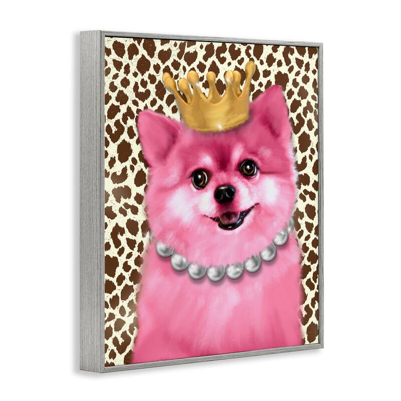 Stupell Pink Royal Pomeranian Framed Giclee Art Design By Matthew Piotrowicz