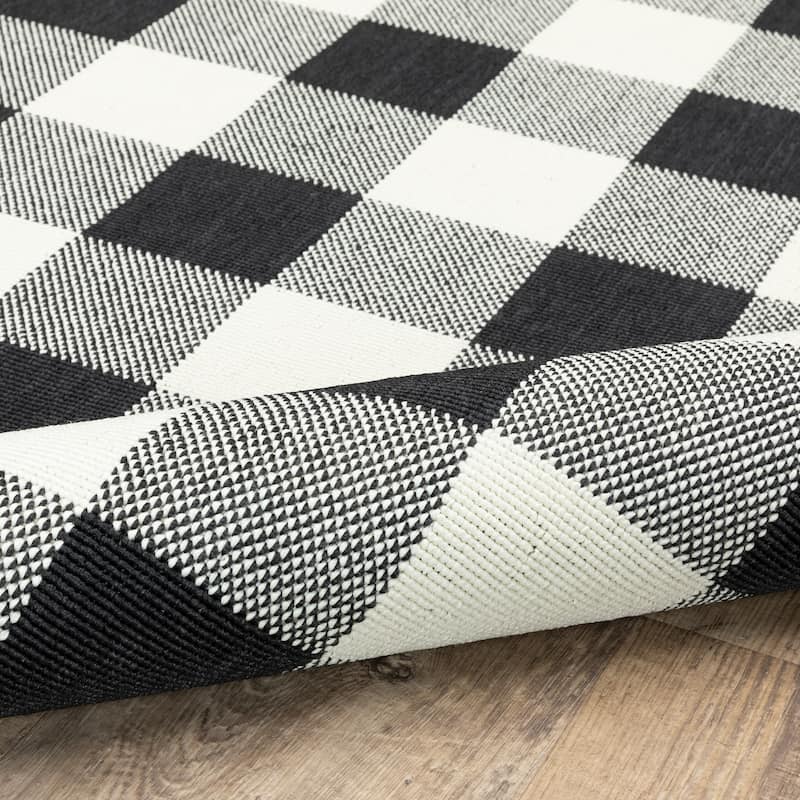 Style Haven Gingham Check Indoor/Outdoor Area Rug..