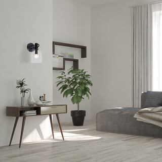 Astra 5.5 in. 1-Light Matte Black Indoor Wall Sconce Light for Bathrooms - 10.75